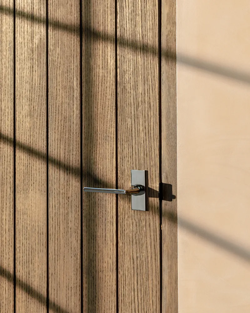 Clayton Short Plate Sprung Door Handle - Polished Nickel Schlage