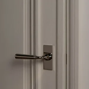 Digby Short Plate Sprung Door Handle - Polished Nickel 2 Keys