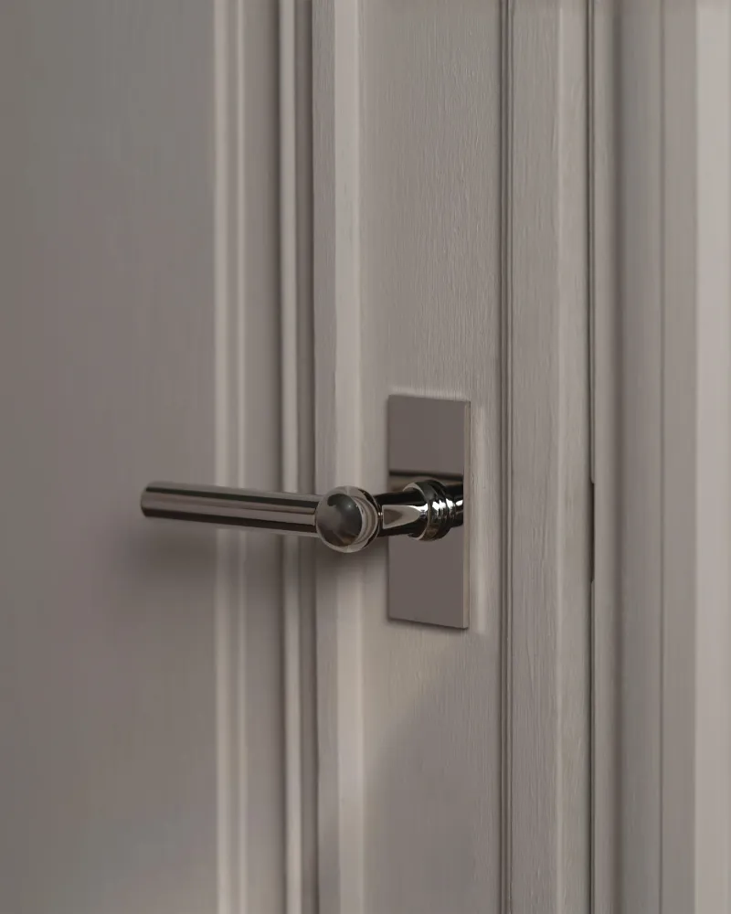 Harper Short Plate Sprung Door Handle - Polished Nickel - ANSI/BHMA Certified