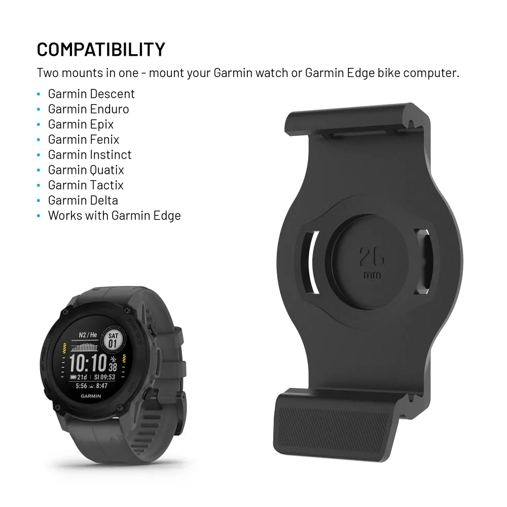 Držák chytrých hodinek na kolo FIXED Dock Garmin 26mm, černý