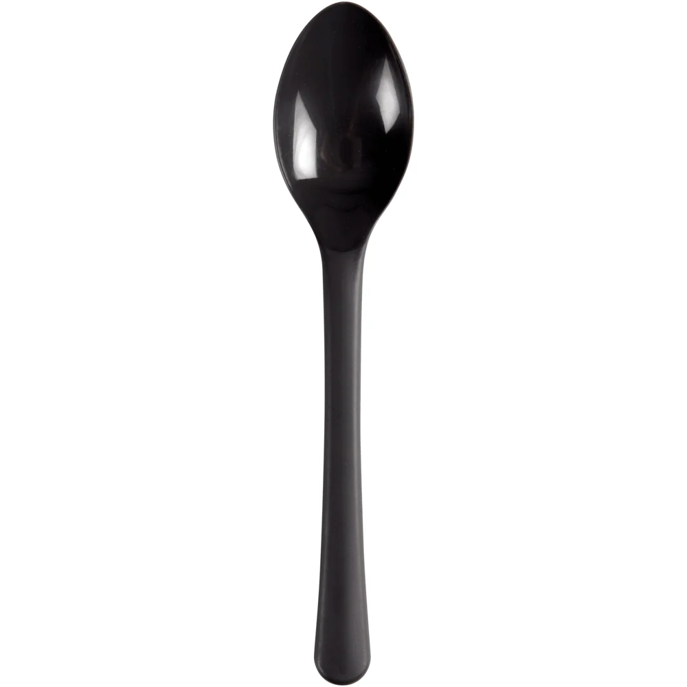 Colher reutilizável, 18,5 cm, preta, pp | Pacote (50 casais)
