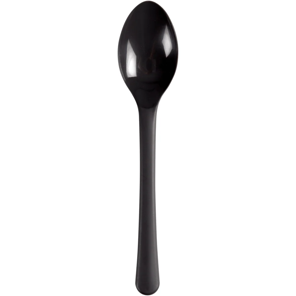 Colher de chá reutilizável, 14 cm, preto, pp | Pacote (100 pares)