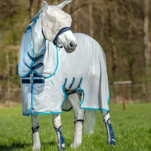 Amigo Bug Buster couverture anti-mouches avec encolure amovible Chrome / Electric Blue / Navy 160