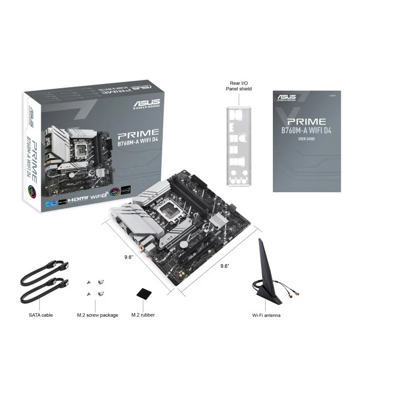 ASUS PRIME B760M- WIFI D4 - Motherboard - micro ATX - LGA1700 Socket - B760 Chipset - USB 3.2 Gen 2, USB 3.2 Gen 1, USB-C...