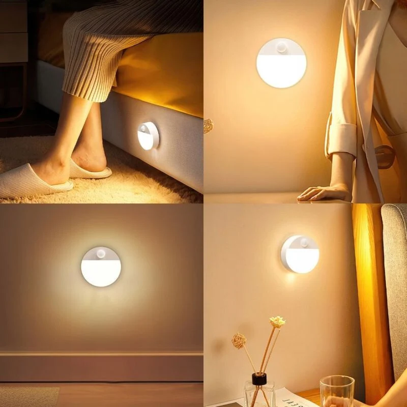 1 ks Bezdrátová LED noční lampa – Na baterie, s PIR pohybovým čidlem, kompaktní osvětlení