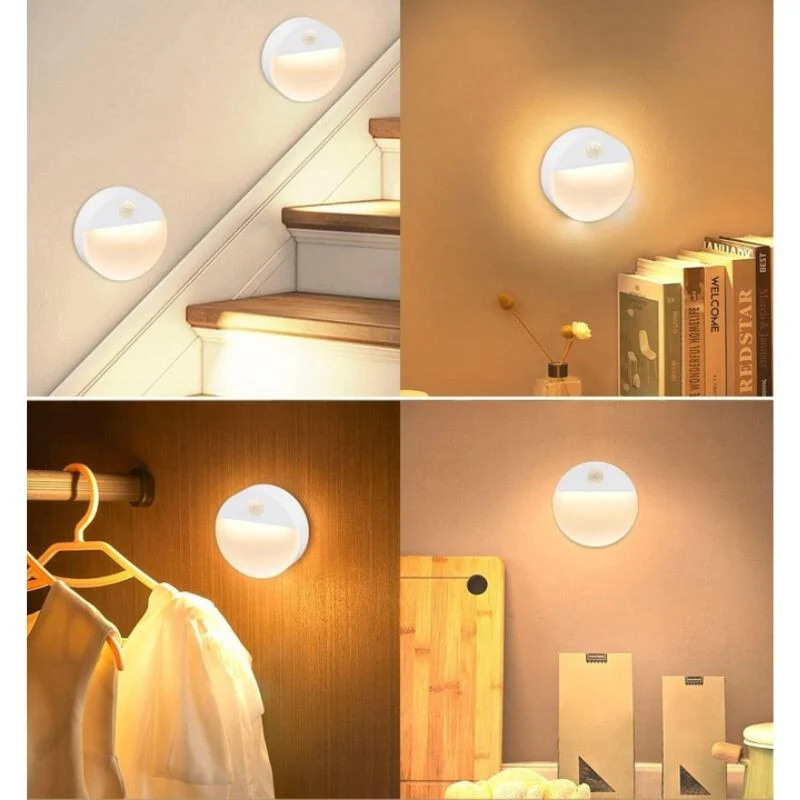 1 ks Bezdrátová LED noční lampa – Na baterie, s PIR pohybovým čidlem, kompaktní osvětlení