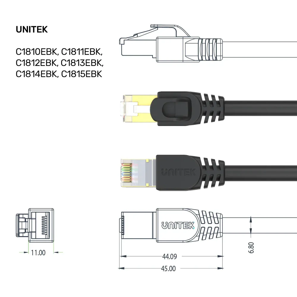 Ethernetový kabel Unitek Cat.7 RJ45 0,5 m
