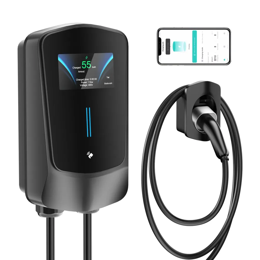 NOEIFEVO Wallbox Typ 2, 11kW, s aplikací RFID, 6–16A, 3fázová 400V nabíječka pro elektromobily (BEV/PHEV) s 5 m nabíjecím...