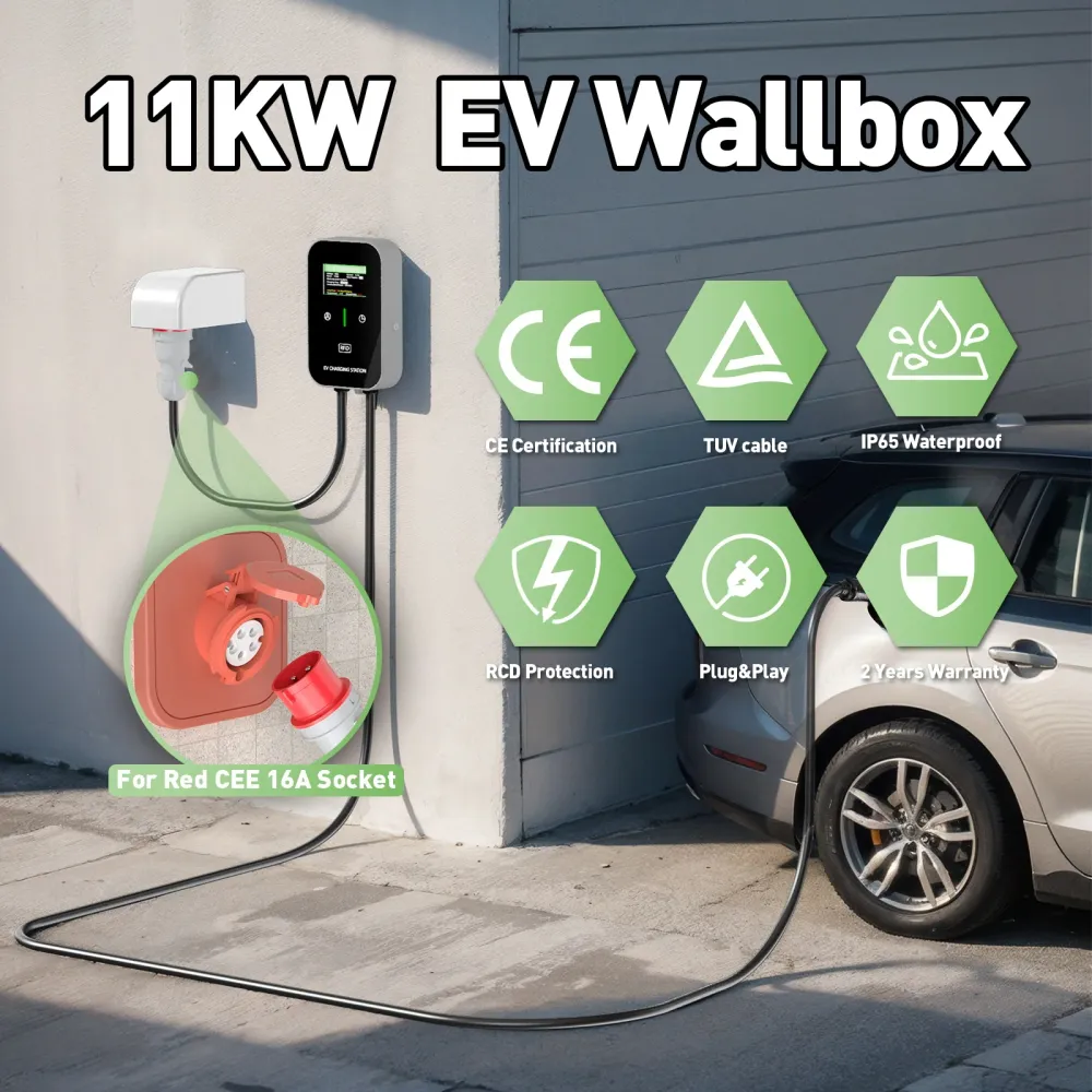 NOEIFEVO EV Wallbox Typ 2, 11kW mit RFID, 8–16A, 3-phasiges 400V Ladegerät für Elektrofahrzeuge (BEV/PHEV) mit 5 m Ladekab...