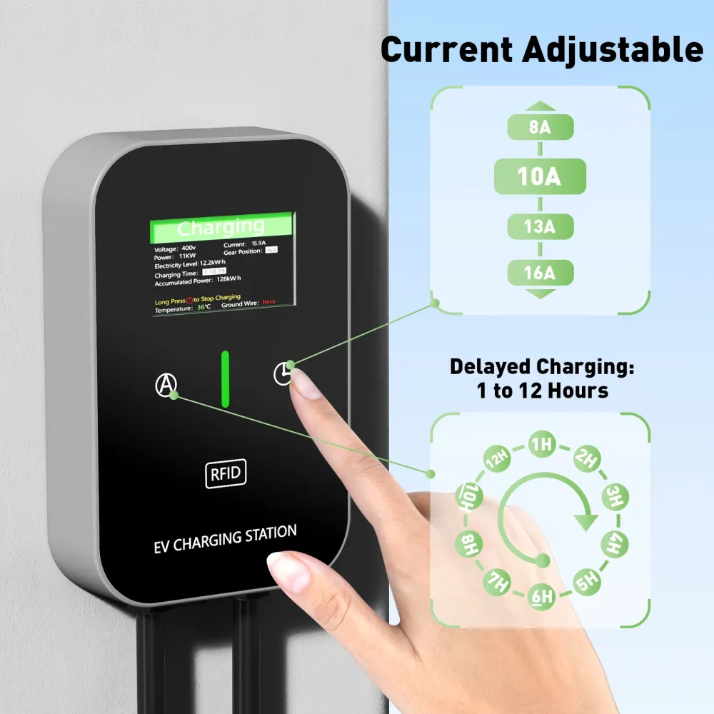 NOEIFEVO EV Wallbox Typ 2, 11kW mit RFID, 8–16A, 3-phasiges 400V Ladegerät für Elektrofahrzeuge (BEV/PHEV) mit 5 m Ladekab...
