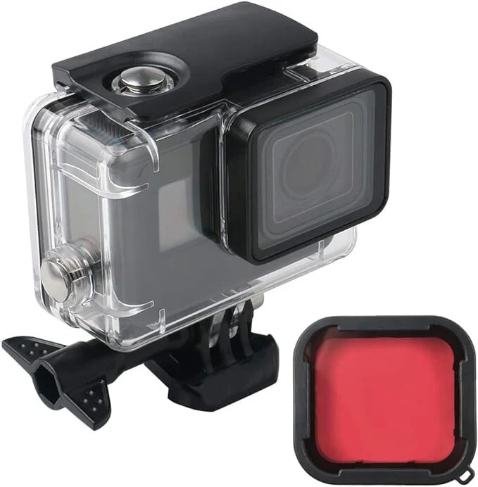 Lupholue GoPro Vodotěsné Průhledné Pouzdro do 50 m - Červený Filtr Potápěčské Pouzdro pro Podvodní Natáčení