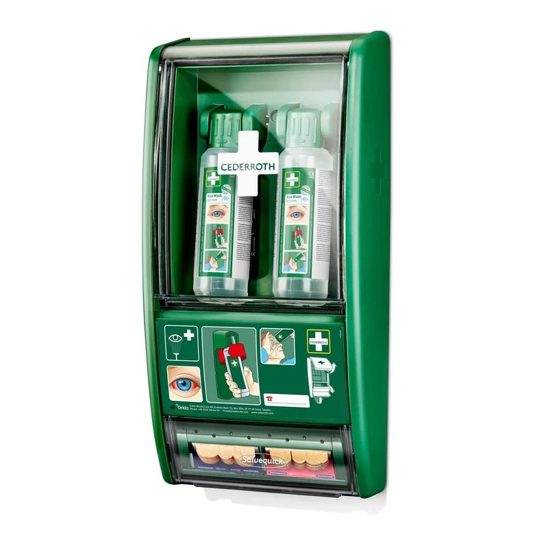 Cederrothin silmien huuhteluasema, mukaan lukien 2 x 500 ml pulloa 725200, Salvaquick -päällysteen annostelijassa viite 49...
