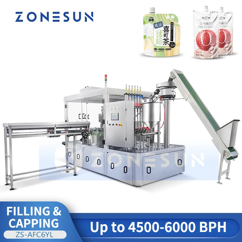 ZONESUN ZS-AFC6YL Automatic Spout Pouch Liquid Filling Capping Machine