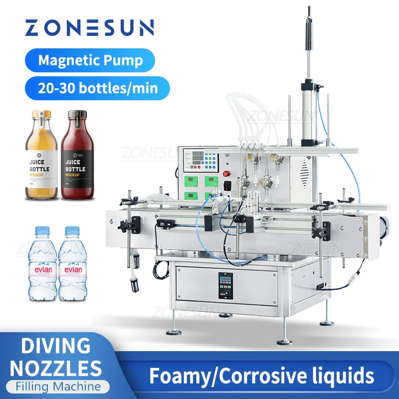 ZONESUN ZS-DTMP4AL Automatic Magnetic Pump Liquid Filling Machine Small Bottle Filler（SPECIAL OFFER）