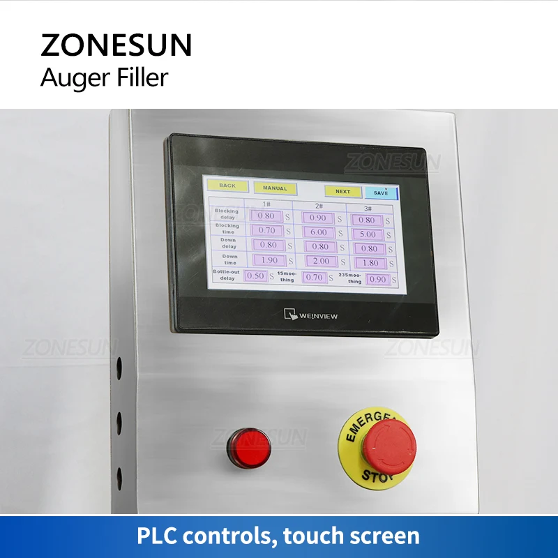 ZONESUN ZS-FM4A Servo Powder Filling Machine 3 Auger Heads