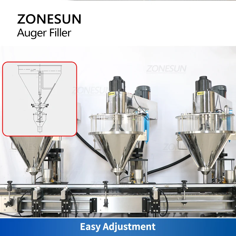 ZONESUN ZS-FM4A Servo Powder Filling Machine 3 Auger Heads