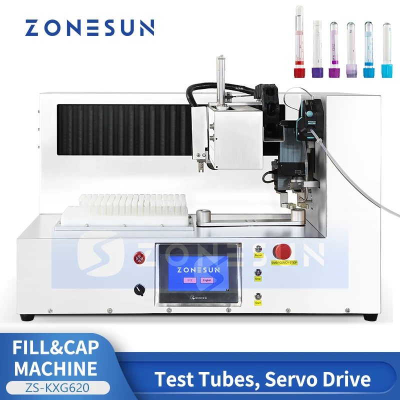 ZONESUN ZS-KXG620 Lab Test Tube Filling Capping Machine Packaging Monoblock