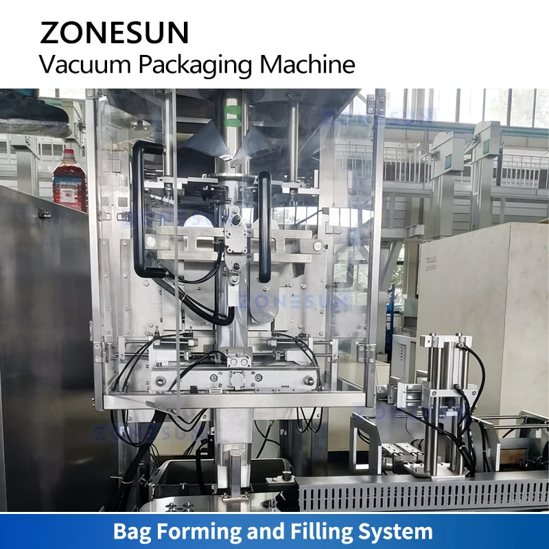 ZONESUN ZS-VCM1000 Automatic Brick Bag Grains Filling Vacuum Sealing Labeling Machine Line