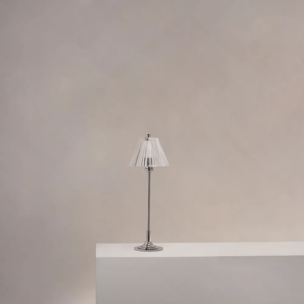Cotswold Malinký Table Lamp Fluted Glass - Polished Nickel