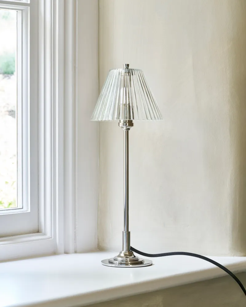 Cotswold Malinký Table Lamp Fluted Glass - Polished Nickel