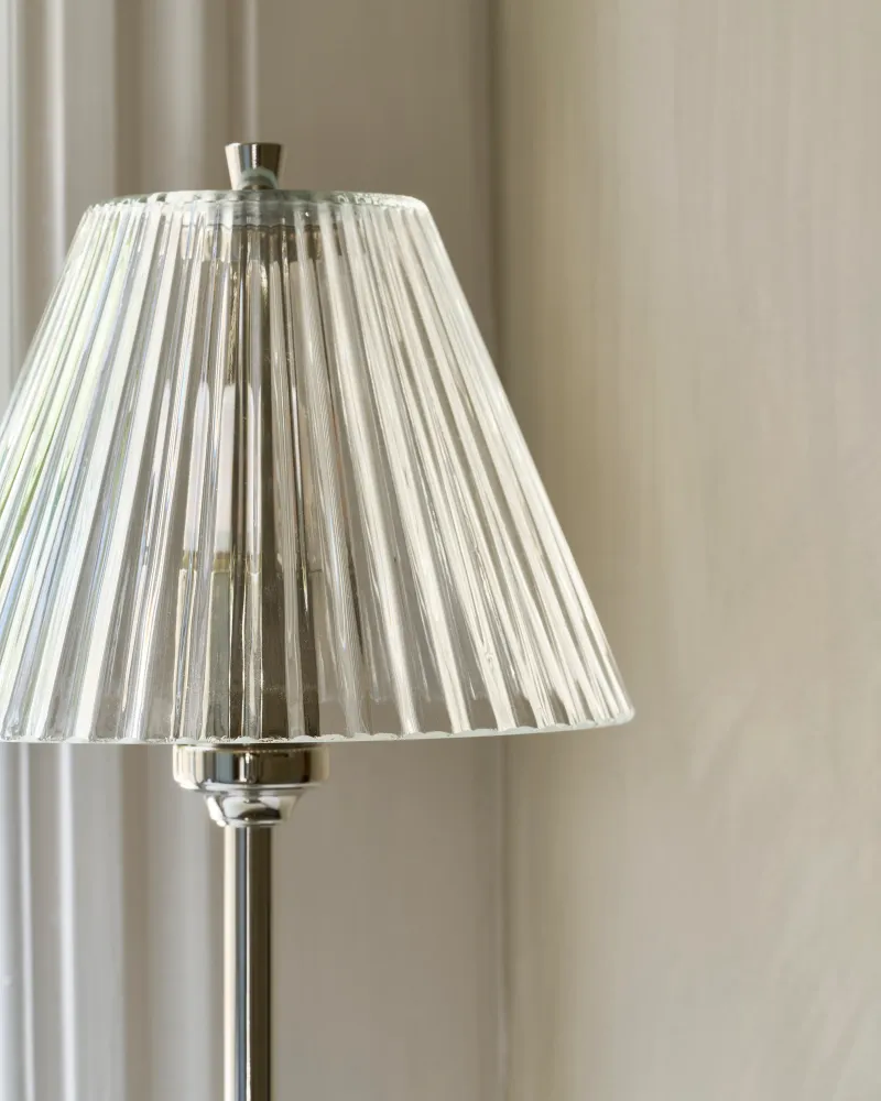 Cotswold Malinký Table Lamp Fluted Glass - Polished Nickel