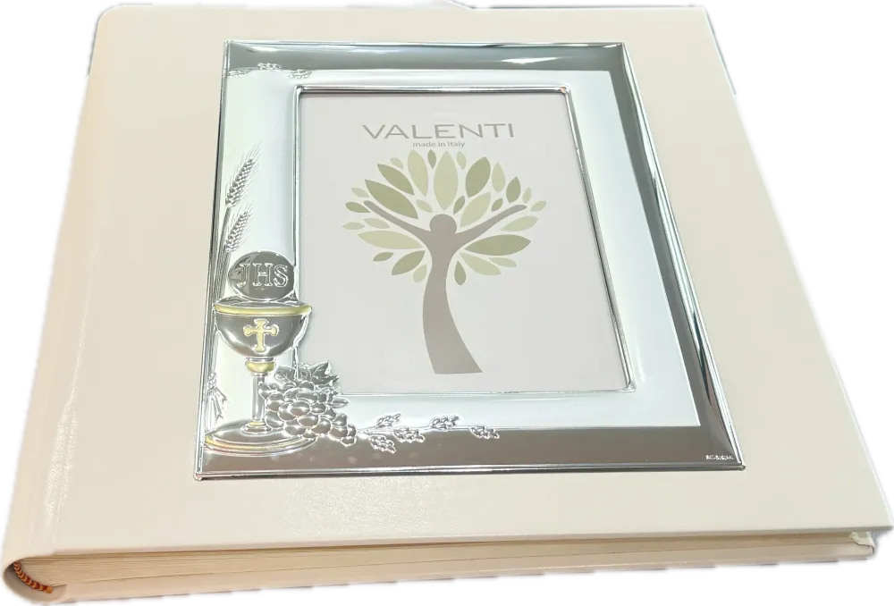 Rám alba Valenti Argenti 13x18 First Communion stříbrná laminátová kůže S1336