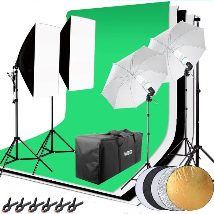 Hakutatz Profesionální Fotografické Studio Sada – Studiové Osvětlení Pozadí – Měkké Krabice s Lampovými Stojany – Ochranný...