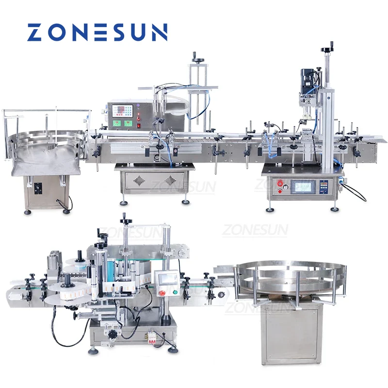 ZONESUN Small Automatic Bottle Filling Capping and Labeling Line