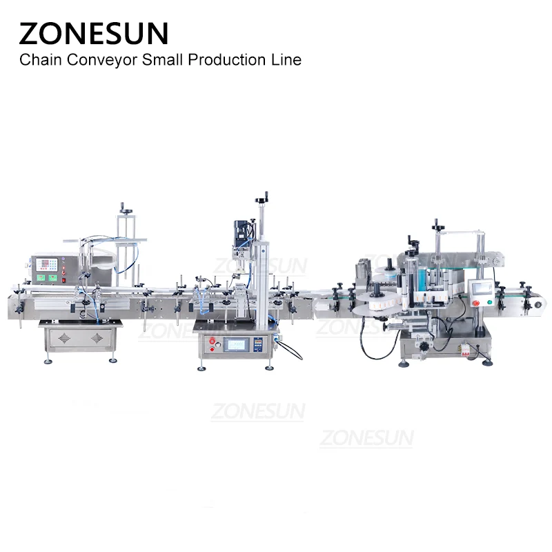 ZONESUN Small Automatic Bottle Filling Capping and Labeling Line