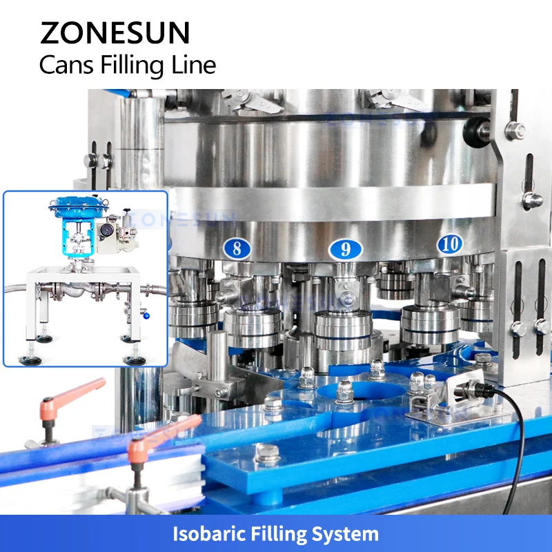ZONESUN ZS-FAL180A11 Automatic Isobaric Carbonated Beverage Can Filling Line