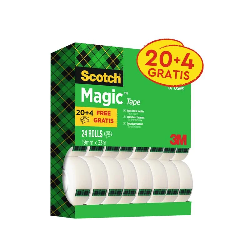 Scotch® Magic ™ Invisible Adhesive Tape, Advantage Pack, 24 rullar, 19 mm x 33 m | Pack (24 stycken)