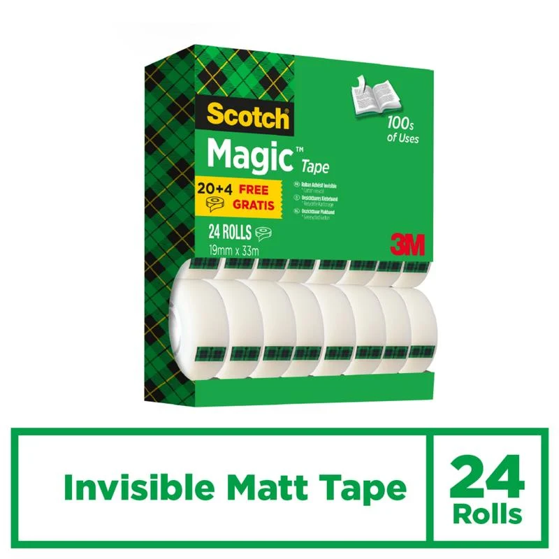 Scotch® Magic ™ Invisible Adhesive Tape, Advantage Pack, 24 rullar, 19 mm x 33 m | Pack (24 stycken)