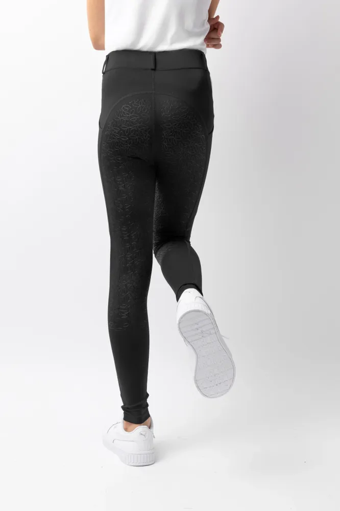 Dea helforsterkede ridetights barn jet black 158-164