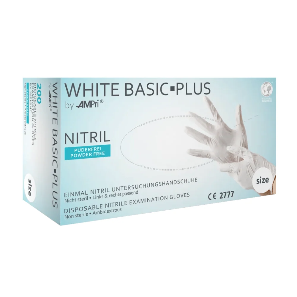 AMPri BASIC-PLUS Nitrilhandschuhe puderfrei, verschiedene Farben | Box (200 Stück) Xs