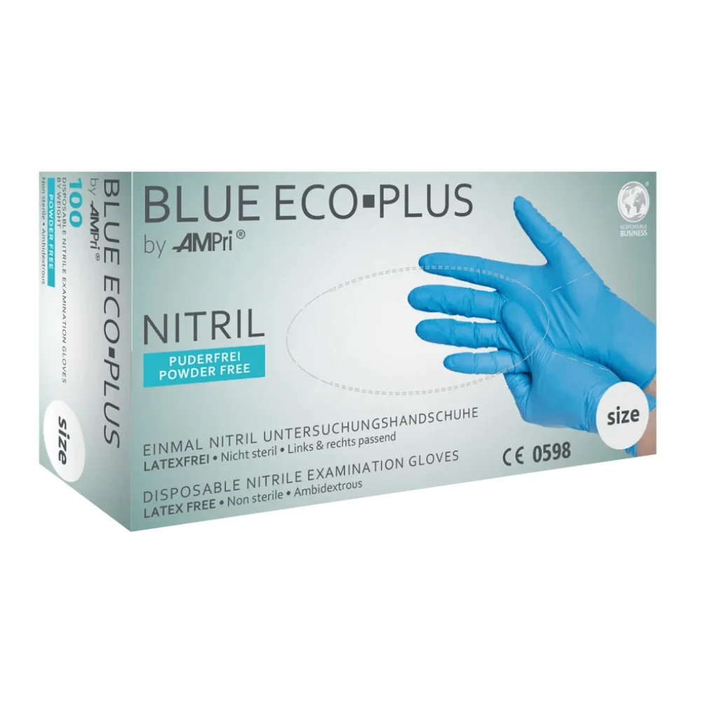 AMPri BLUE ECO-PLUS Nitrilhandschuhe puderfrei, Blau Xs
