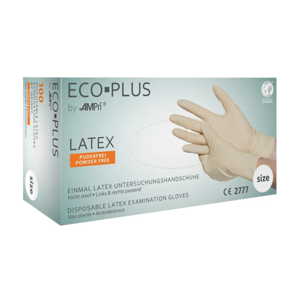 AMPri ECO-PLUS Latexhandschuhe puderfrei, weiß Xs