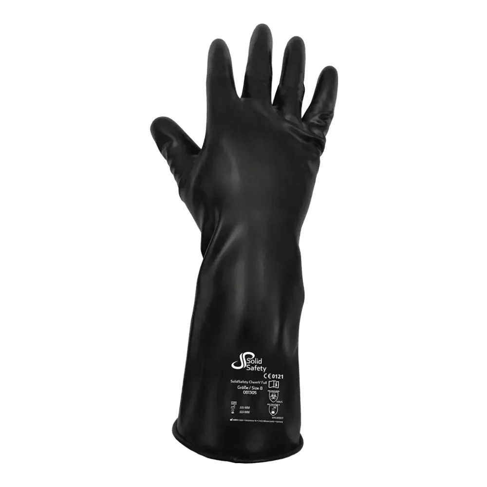 AMPri SolidSafety ChemV Full Stabile Brom-Butyl-Chemiekalienschutzhandschuhe mit Viton Außenschicht S