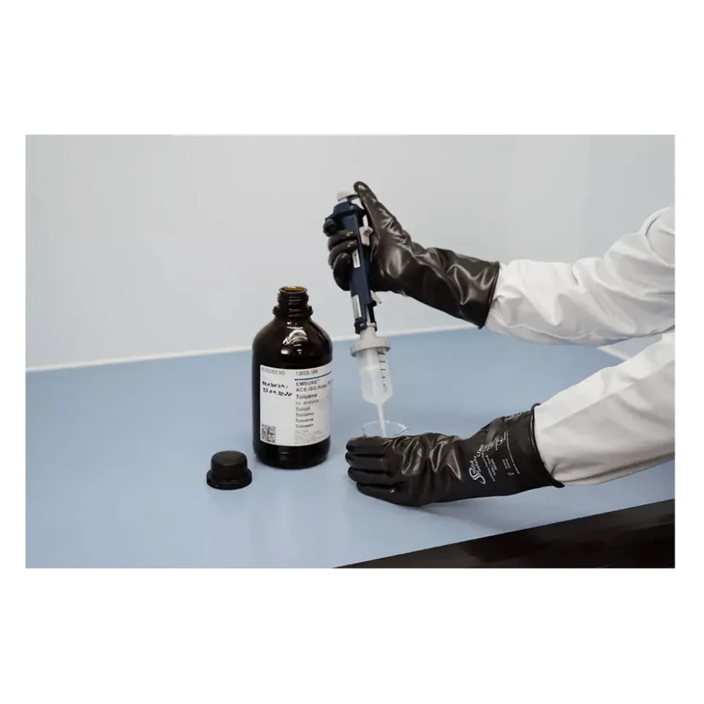 AMPri SolidSafety ChemV Full Stabile Brom-Butyl-Chemiekalienschutzhandschuhe mit Viton Außenschicht S