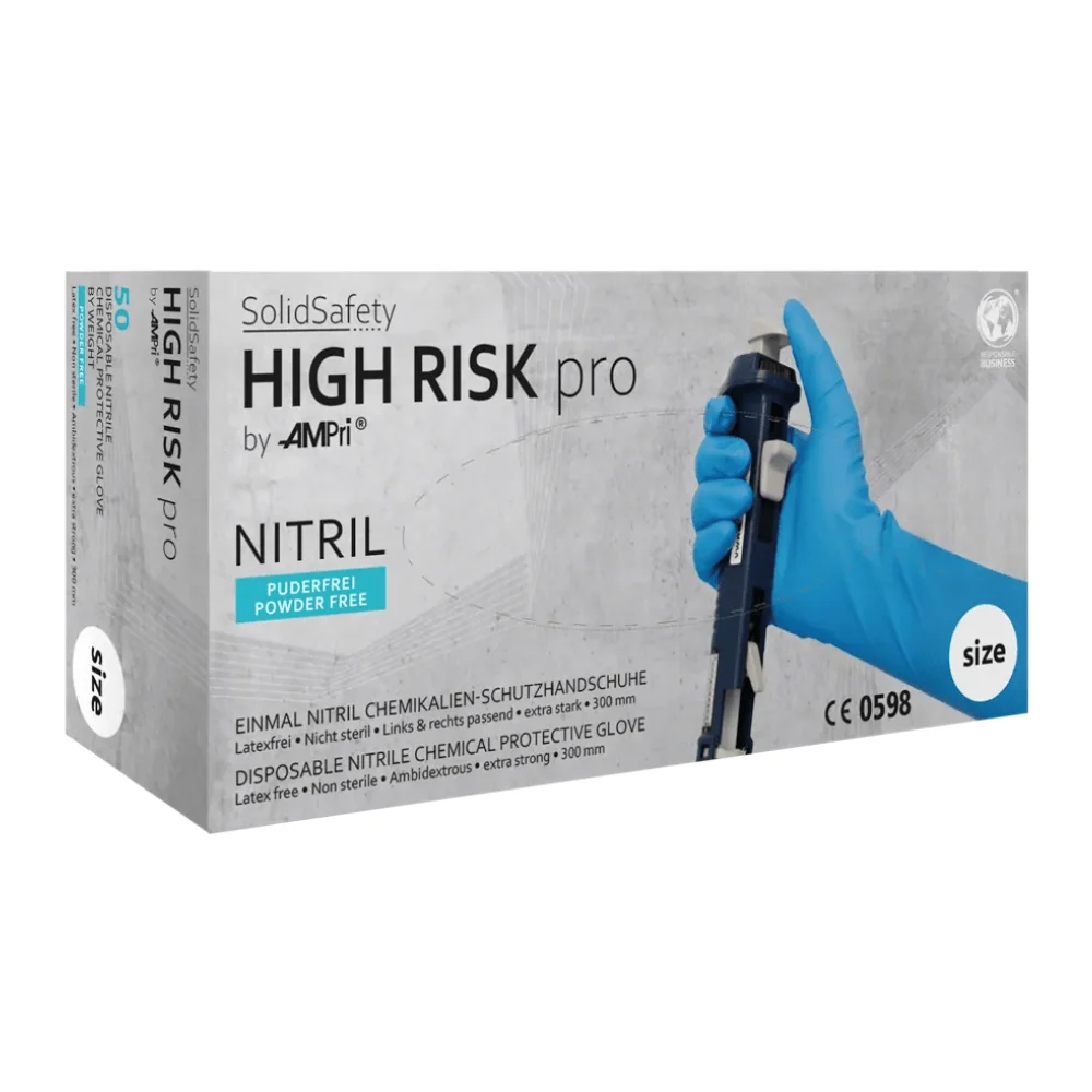 AMPri SolidSafety High Risk Pro Nitril Chemikalienschutzhandschuhe Typ S