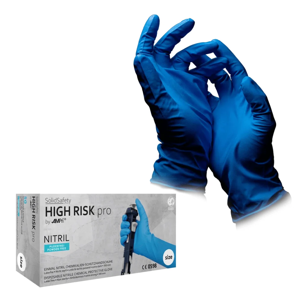 AMPri SolidSafety High Risk Pro Nitril Chemikalienschutzhandschuhe Typ S