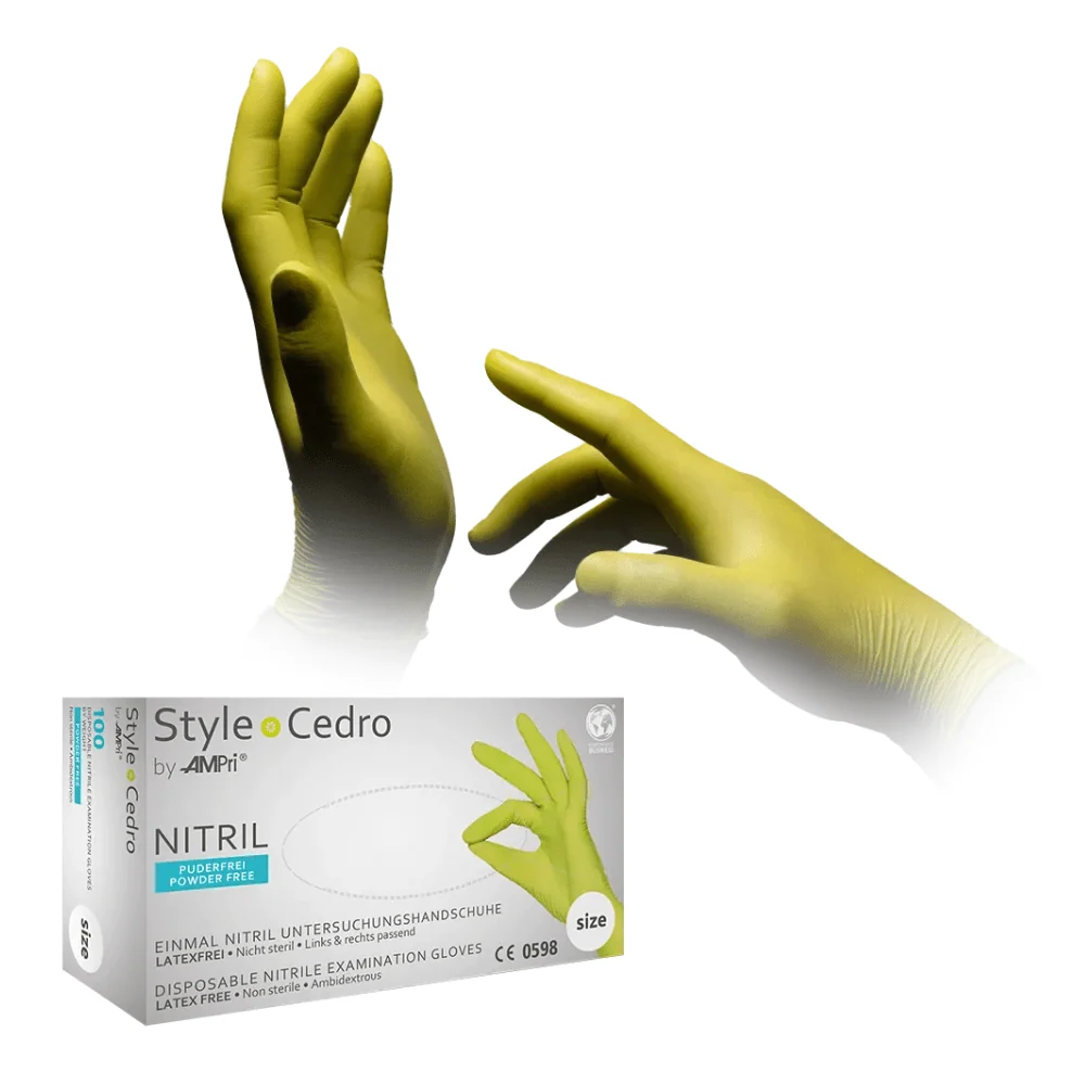 AMPri STYLE CEDRO Nitrilhandschuhe puderfrei MED-COMFORT, Grün Xs