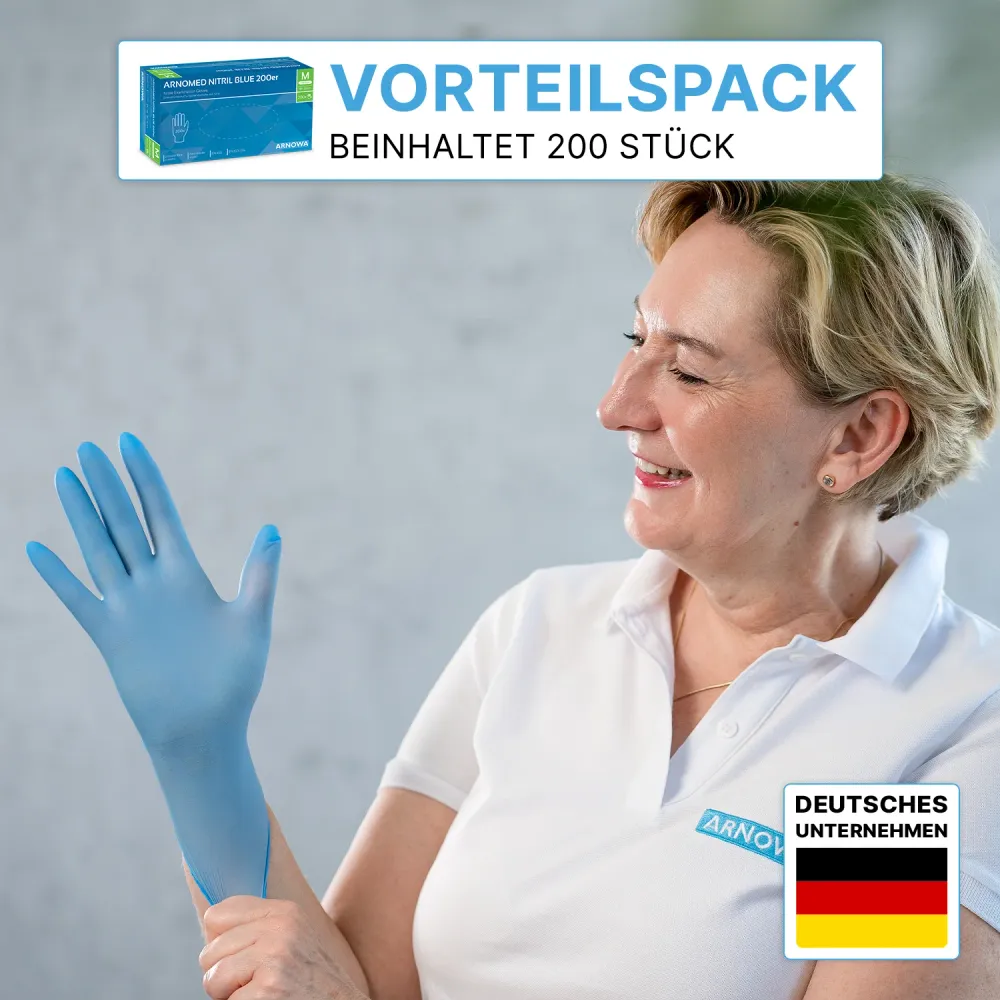 ARNOMED NITRIL BLUE 200er Nitrilhandschuhe Blau im 200er Sparpack L