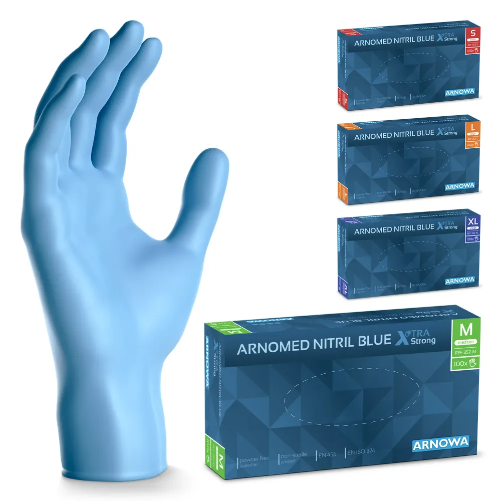 ARNOMED NITRIL BLUE XTRA STRONG Náhradní dicke Einmalhandschuhe aus Nitril Blau M