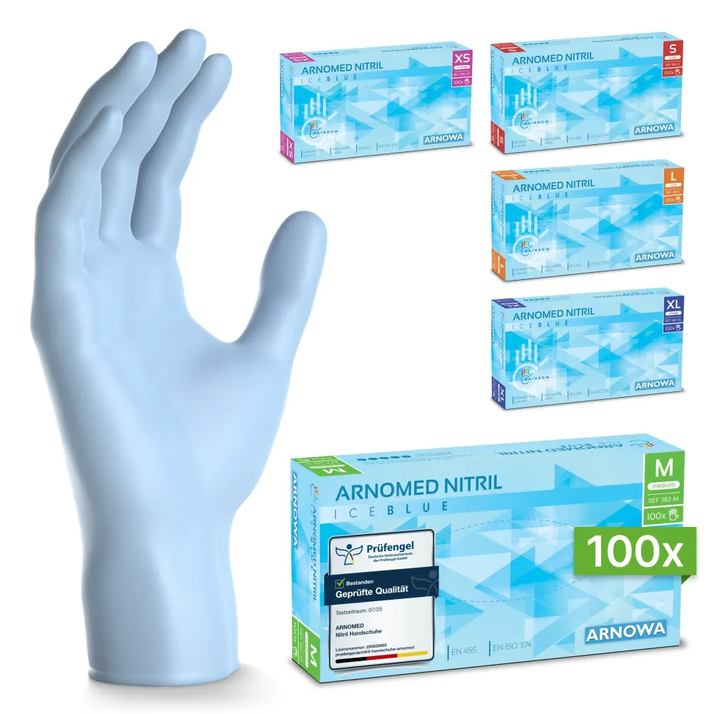 ARNOMED NITRIL ICE BLUE Einmalhandschuhe aus Nitril Hellblau Xs