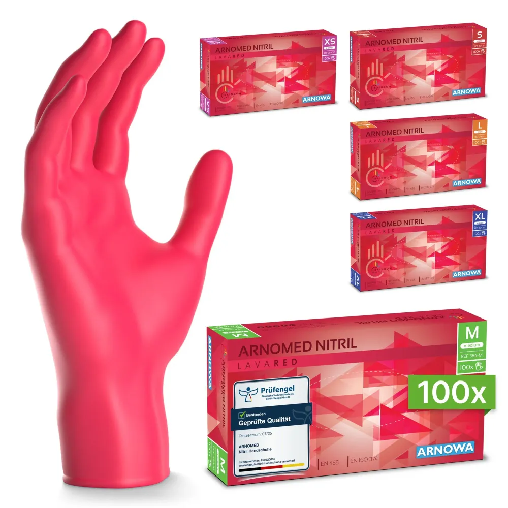 ARNOMED NITRIL LAVA RED Einmalhandschuhe aus Nitril Rot S