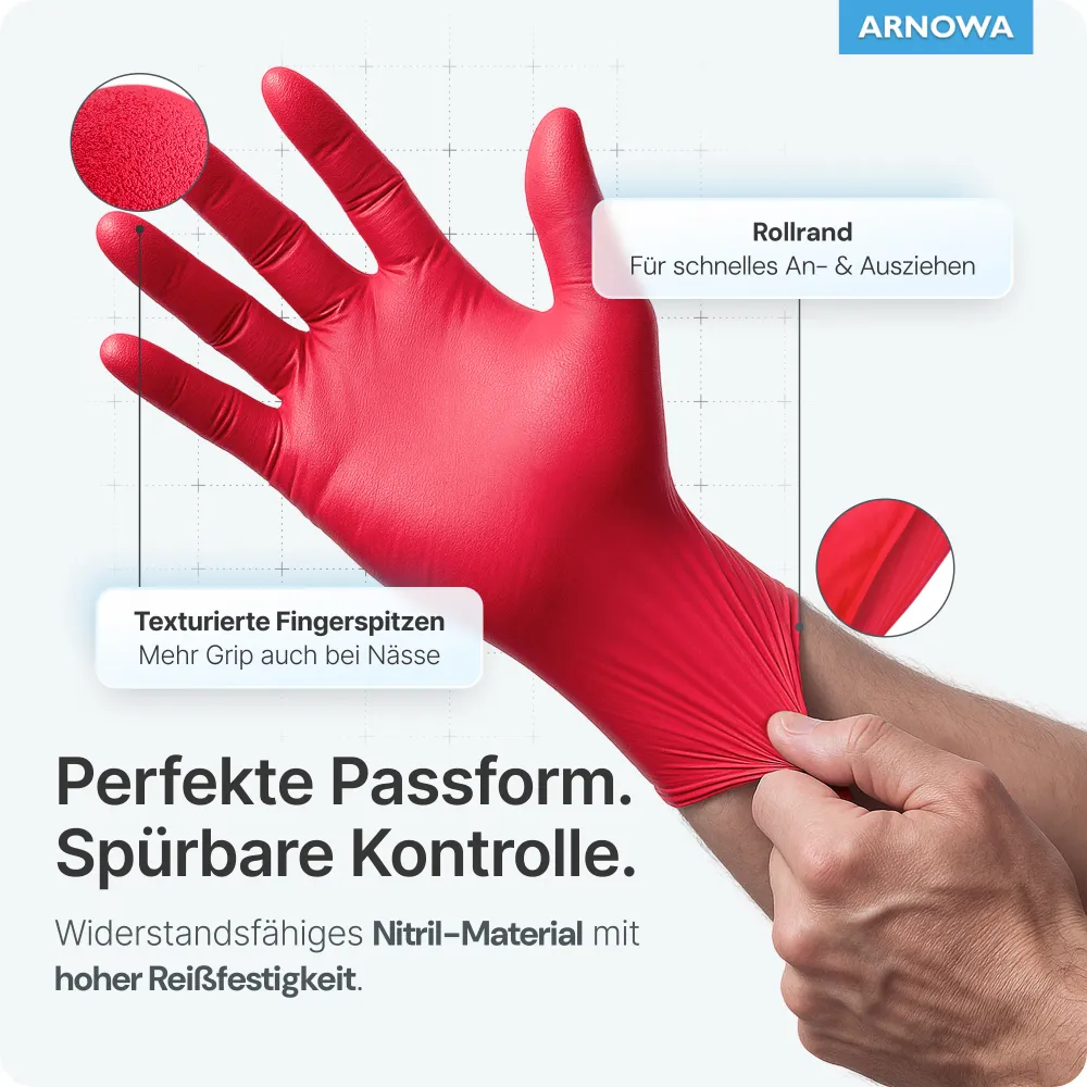 ARNOMED NITRIL LAVA RED Einmalhandschuhe aus Nitril Rot S