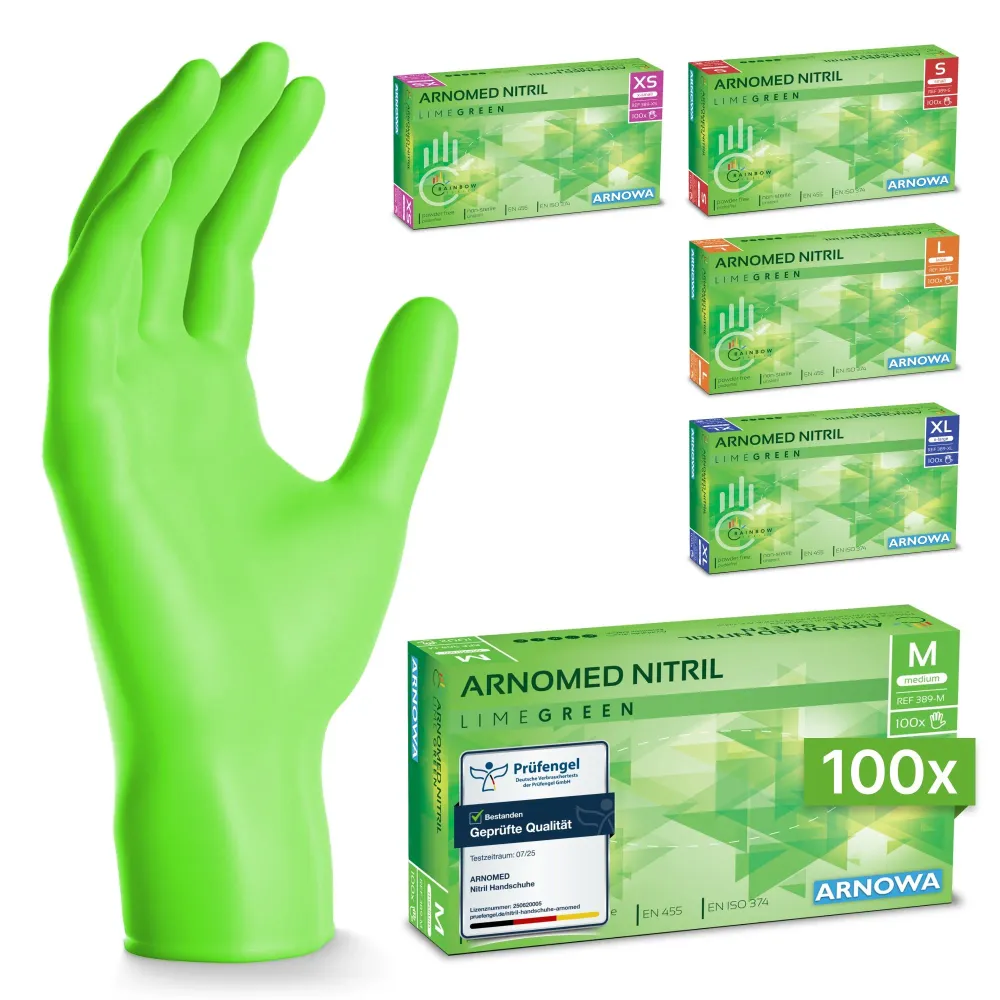 ARNOMED NITRIL LIME GREEN Mănuși de unică folosință din nitril verde lime L