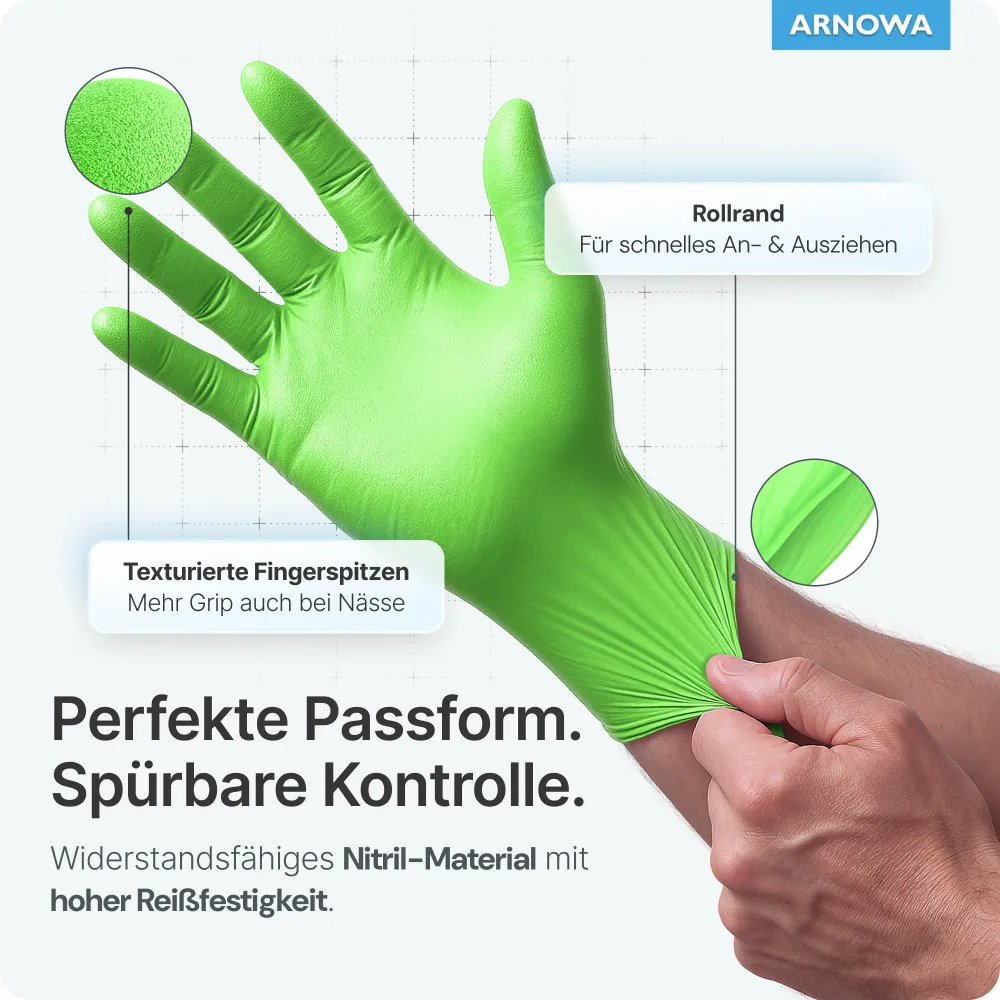 ARNOMED NITRIL LIME GREEN Mănuși de unică folosință din nitril verde lime L