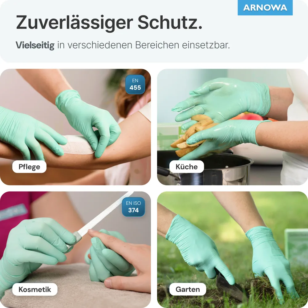 ARNOMED NITRIL PEPPERMINT GREEN Bunte Einmalhandschuhe aus Nitril Mintgrün Xl