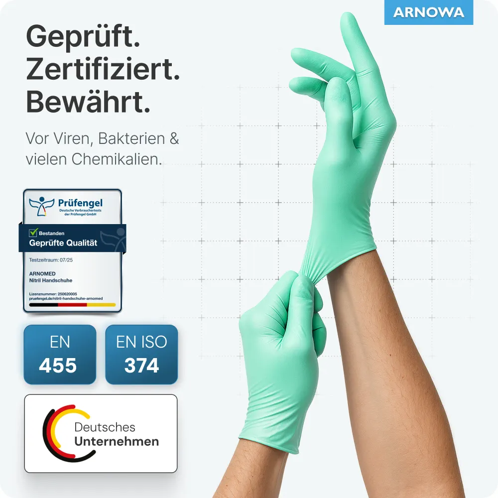 ARNOMED NITRIL PEPPERMINT GREEN Bunte Einmalhandschuhe aus Nitril Mintgrün Xl